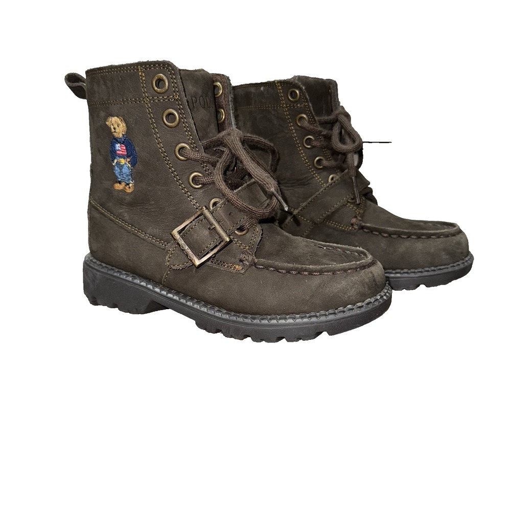 Polo Ralph Lauren Bear Ranger Boot Suede Dark Brown Youth Size 11.5